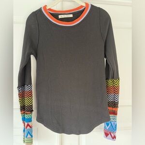 We The Free Long-sleeve Top with Colorful Patterned Cuff/Sleeves